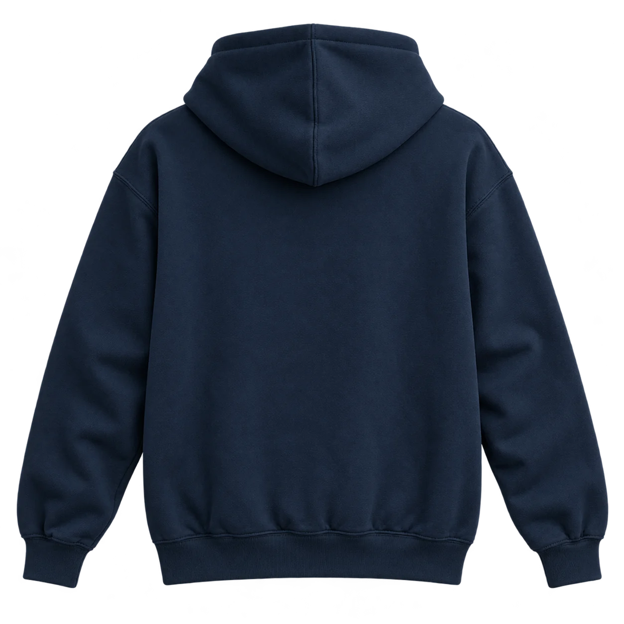 Concept mockup of the back of a navy Average Man hoodie