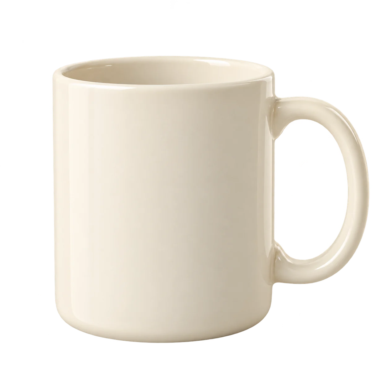 Concept mockup of a cream Average Man ceramic mug
